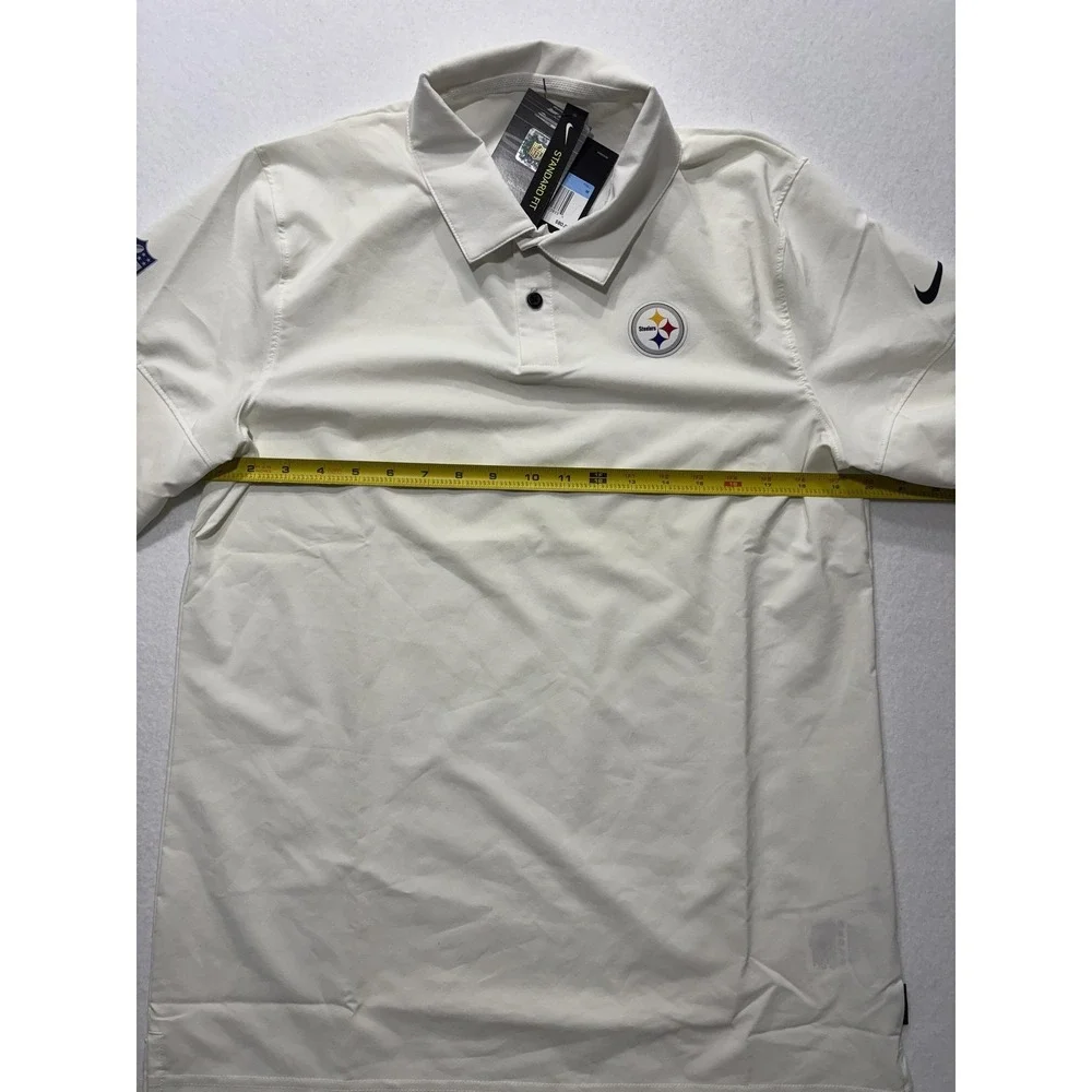 Pittsburgh Steelers Polo Shirt Mens Medium White NFL Football Nike Dri Fit